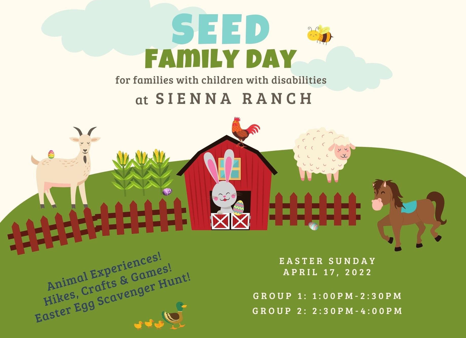 SEED Family Day at Sienna Ranch, April 17, 2022