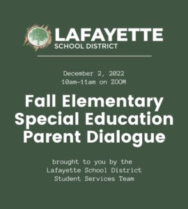 Fall Elementary Special Education Parent Dialogue