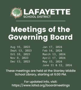 LafSD 23'-24' Board Meetings